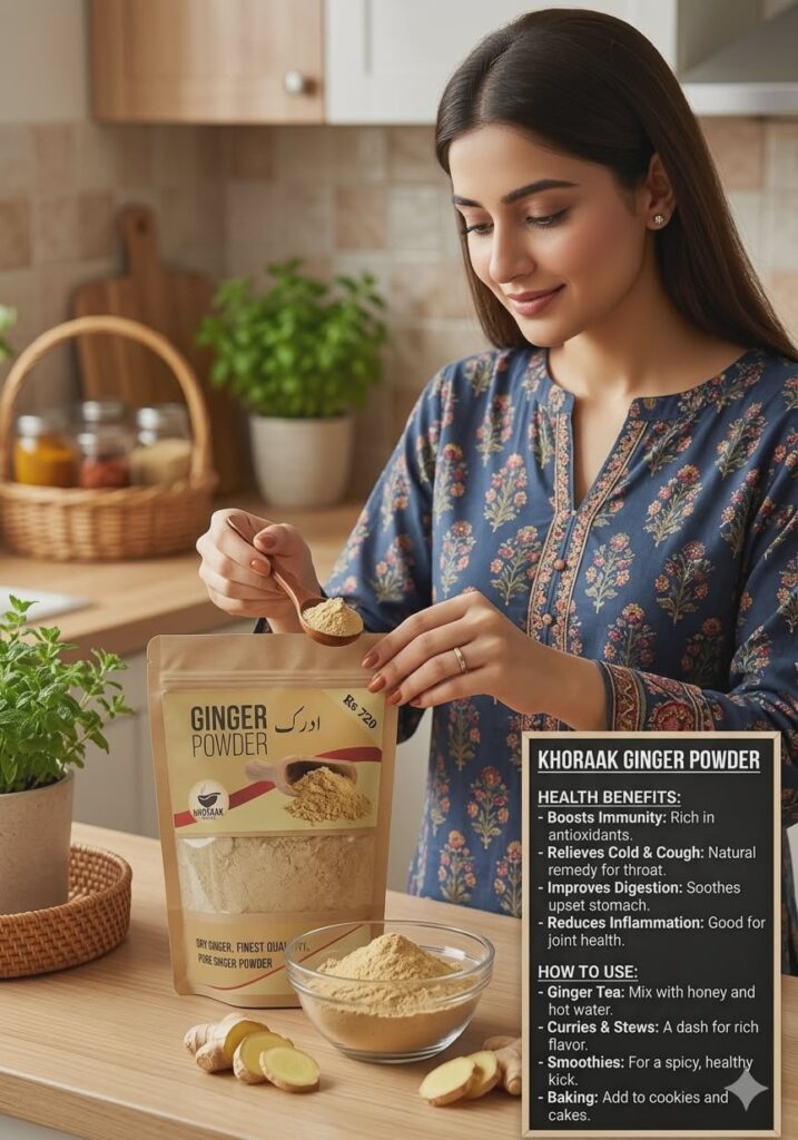 Khoraak Foods premium ginger powder pouch natural adrak powder