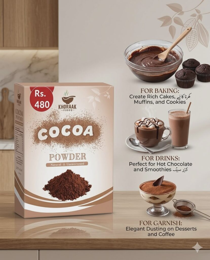 Khoraak Foods Cocoa Powder for Baking Drinks Chocolate Recipes