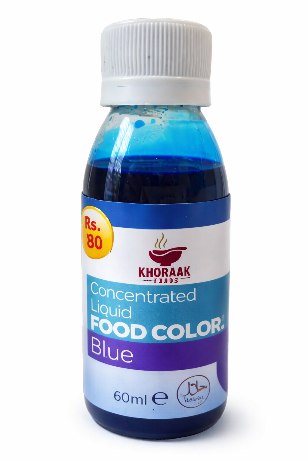 Khoraak Foods blue food color liquid 60ml concentrated edible coloring bottle for baking cake decorating Pakistan