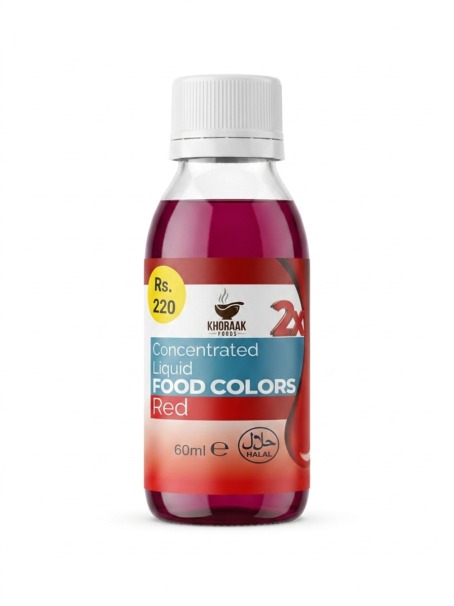 Khoraak Foods red liquid food color bottle 60ml concentrated