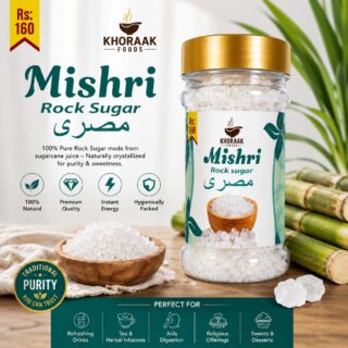 Khoraak Foods Mishri Rock Sugar 125g Premium Crystal Sugar for Tea Desserts Kahwa and Traditional Recipes