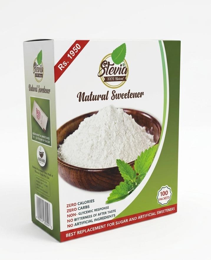 Stevia natural sweetener box with zero calories and zero carbs