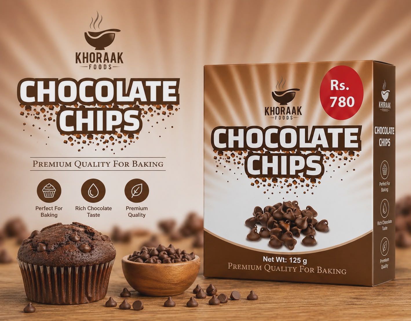 Khoraak Foods Chocolate Chips box for baking premium quality