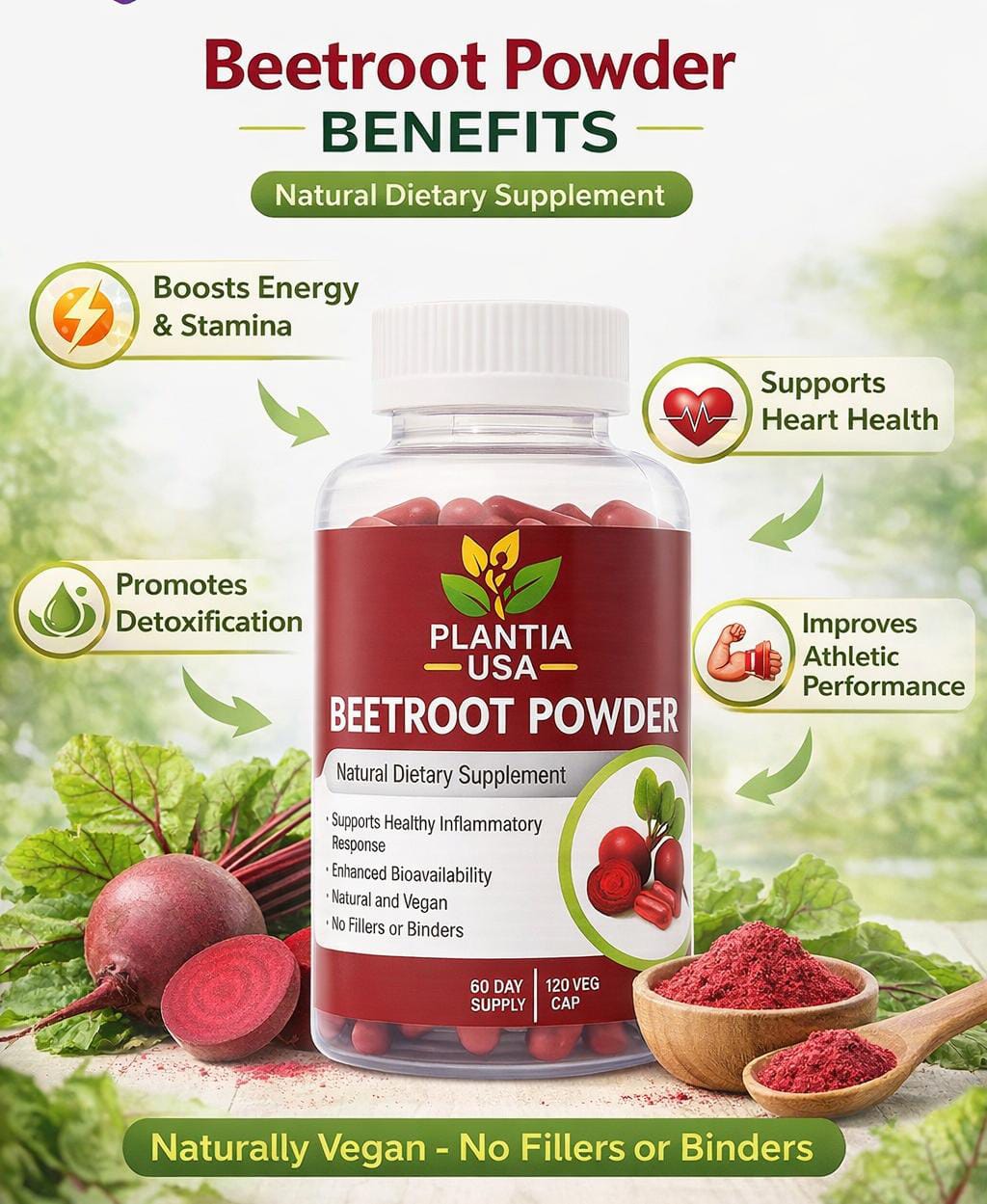 Organic Beetroot Capsules 120 Count – Natural Energy Booster & Blood Support Supplement | Rich in Iron - Image 4
