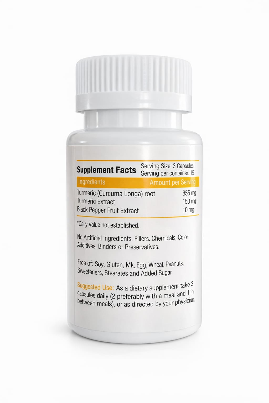 Pansar Farms Turmeric Curcumin 500mg Capsules Ingredients and Product Details
