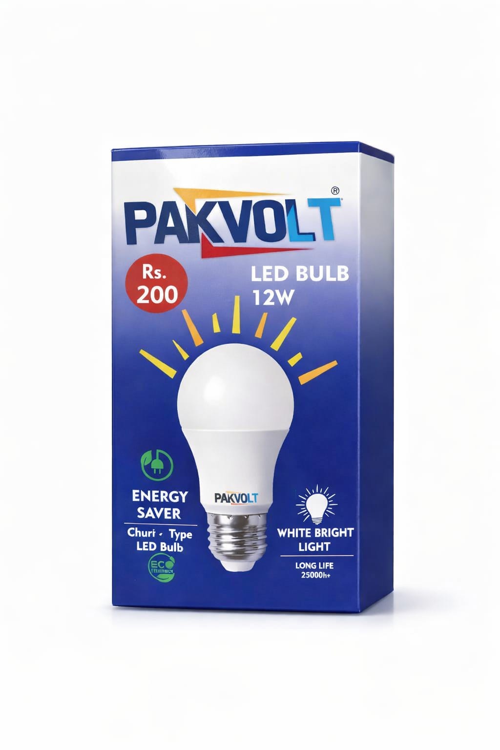 PakVolt 12W LED bulb with packaging box energy saver white bright light long life 25000 hours