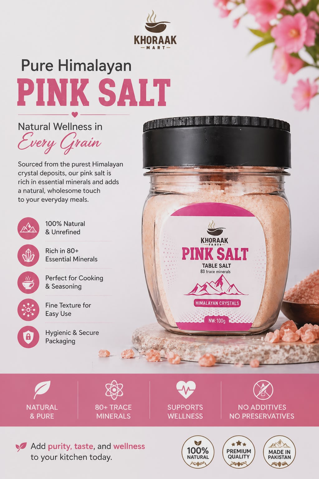 Khoraak Pink Salt 100g jar