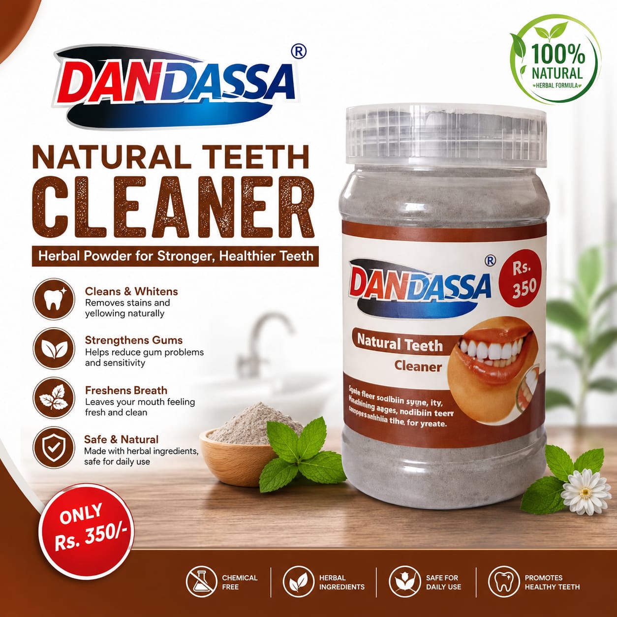 Dandassa Natural teeth Cleaner without floride