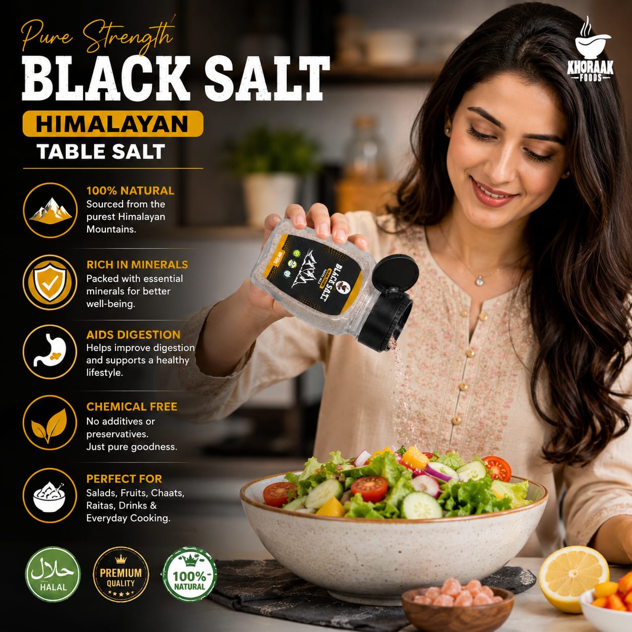 Black Salt 100g | Kala Namak Table Salt with FREE Dispenser Jar | Khoraak Foods - Image 6