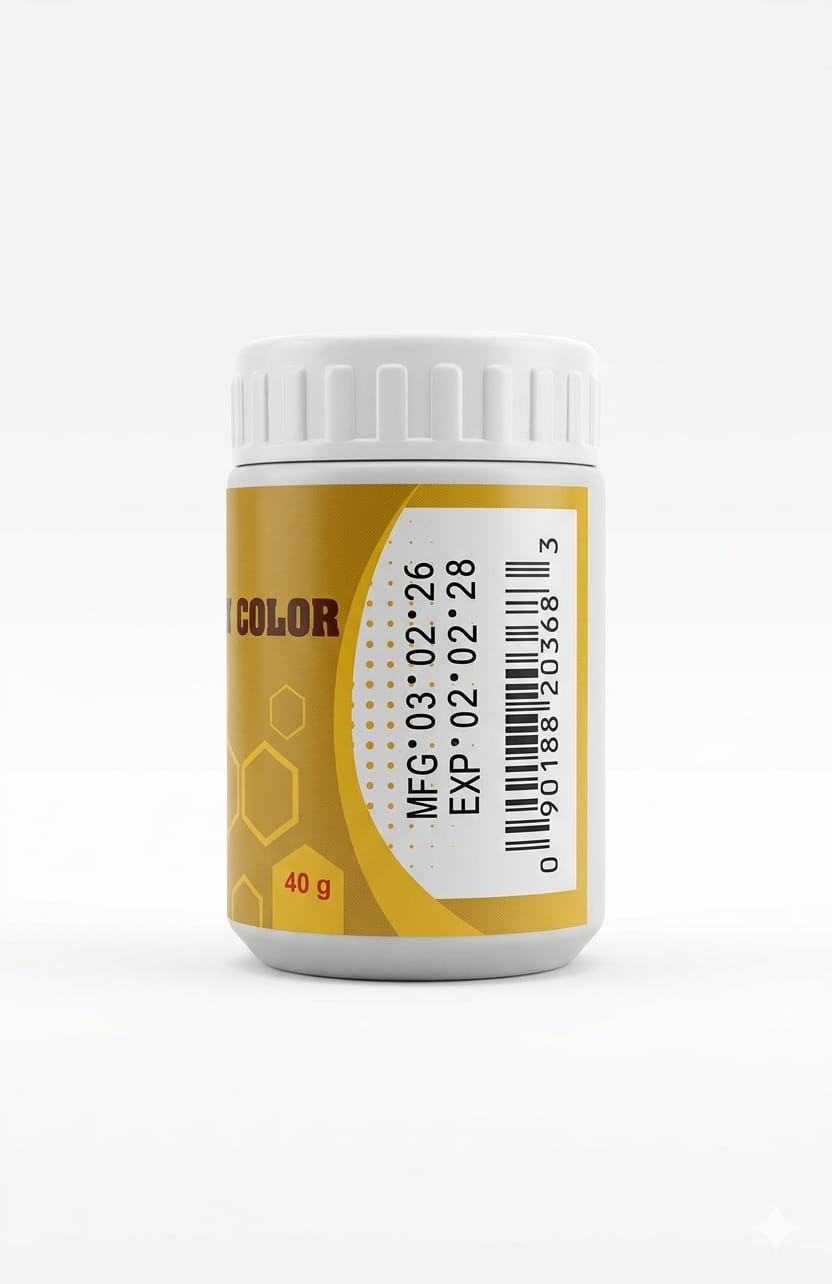 Orange food color 40g jar Khoraak Foods white background