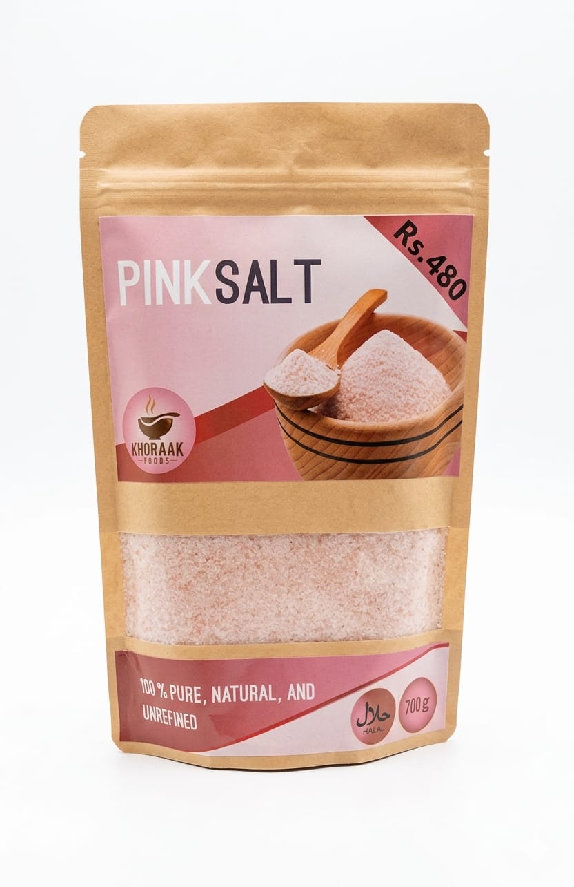 Pink Himalayan Salt 700g pouch by Khoraak Foods