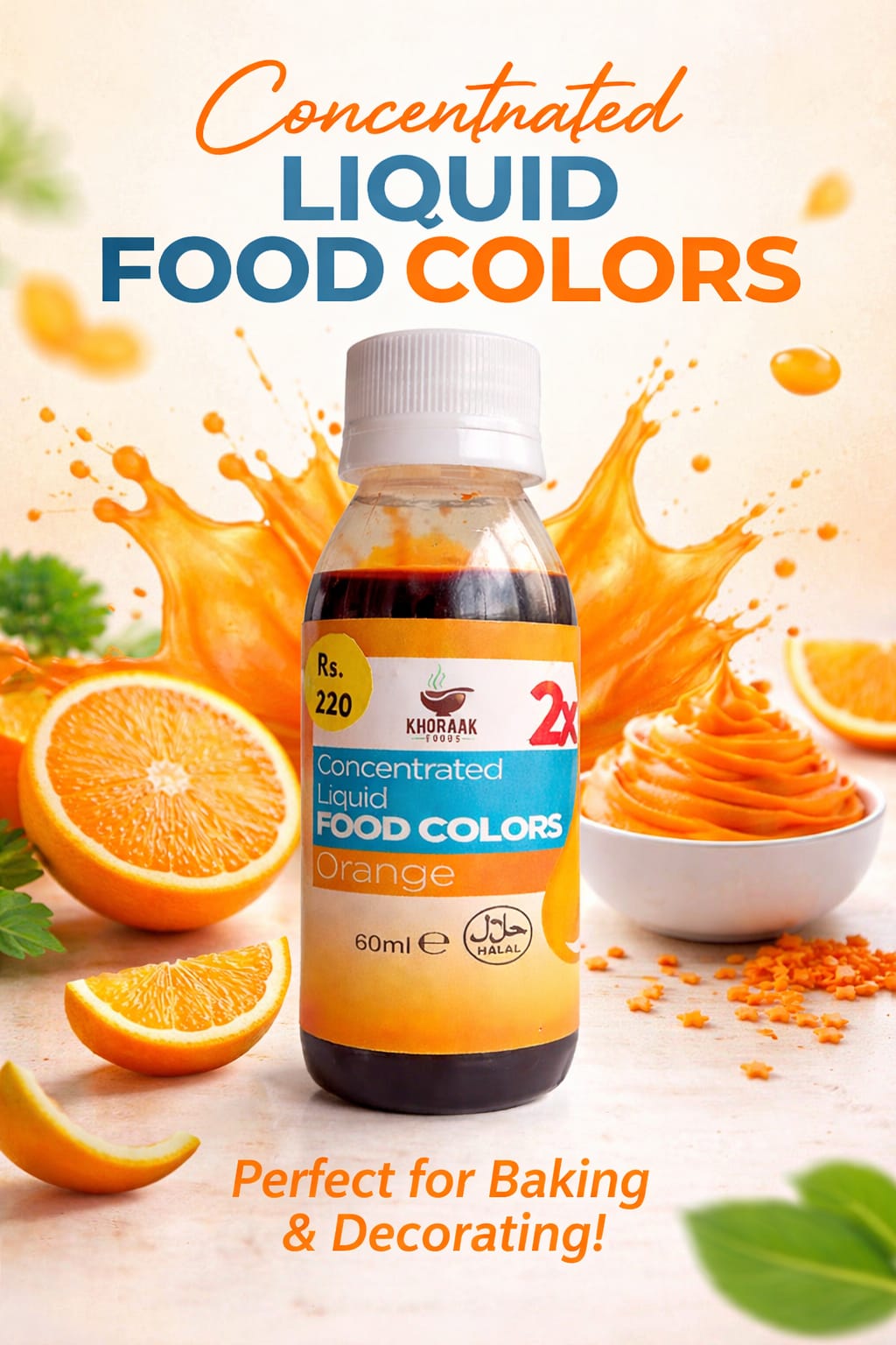 highly concentrated orange liquid food color