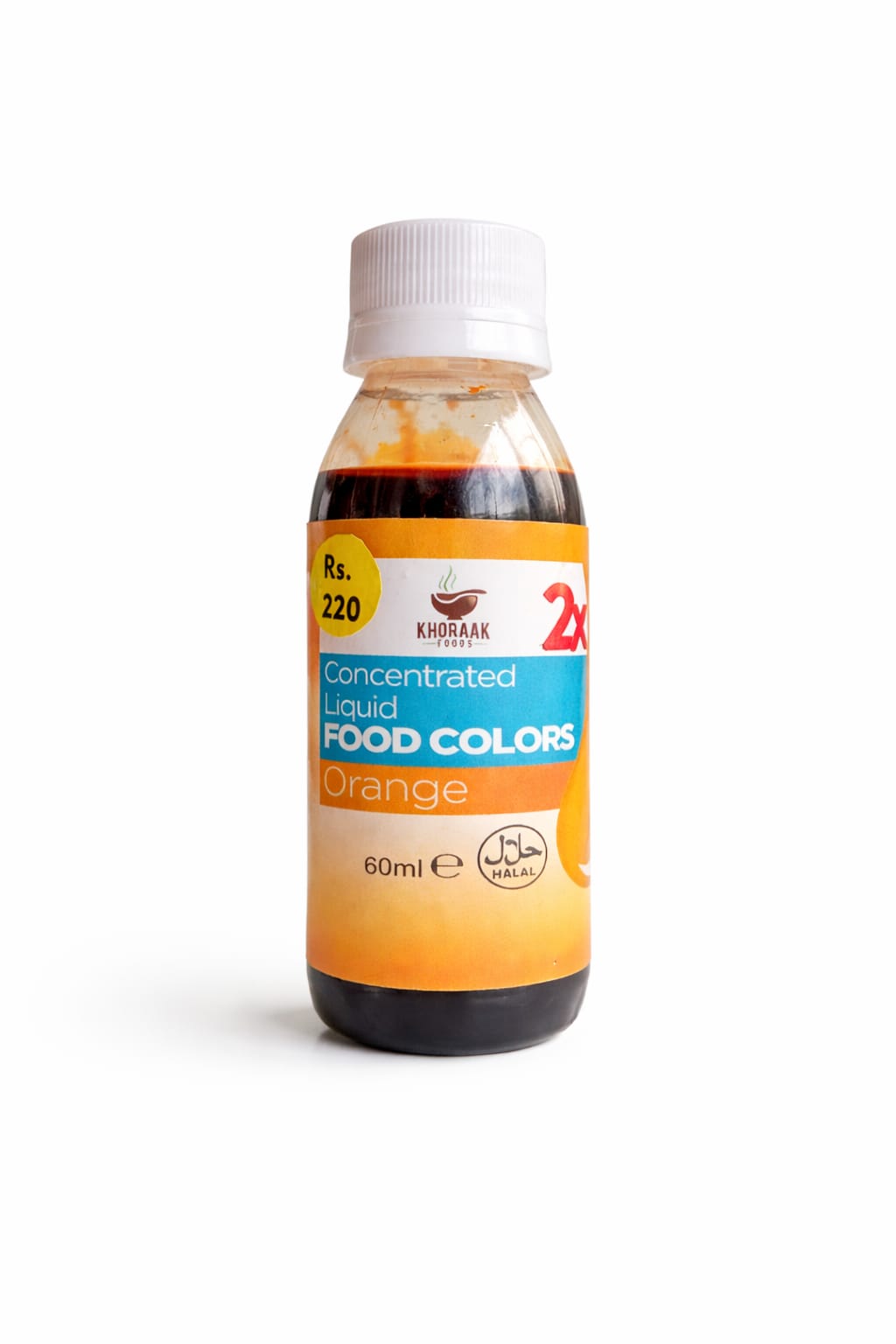 Khoraak Foods orange liquid food color 60ml bottle high concentration edible coloring