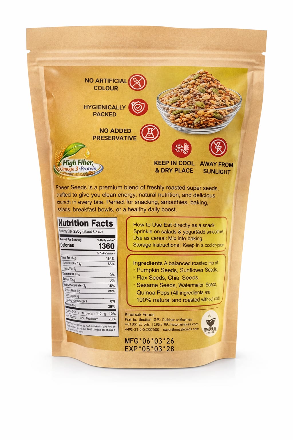 Mixed seeds pumpkin sunflower flax sesame