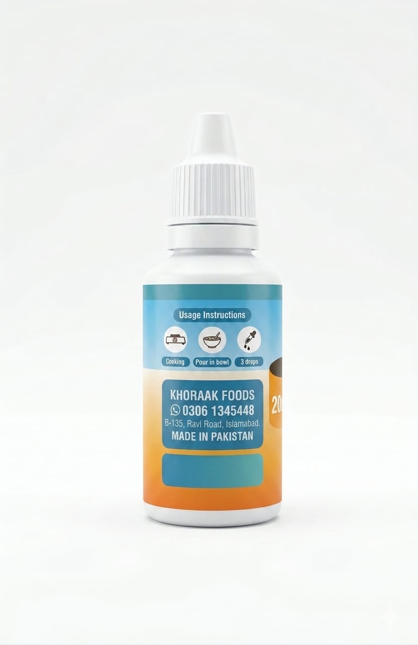 Khoraak Foods orange essence bottle premium packaging