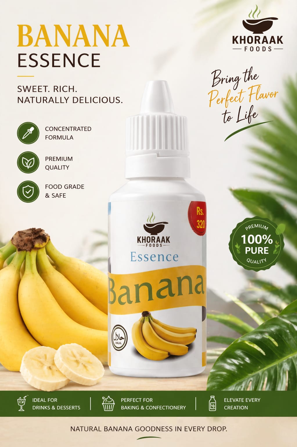 Banana essence used in cakes shakes desserts baking