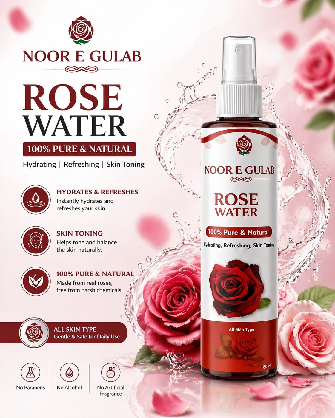 rose water spray 180ml Pakistan Noor E Gulab 🌹