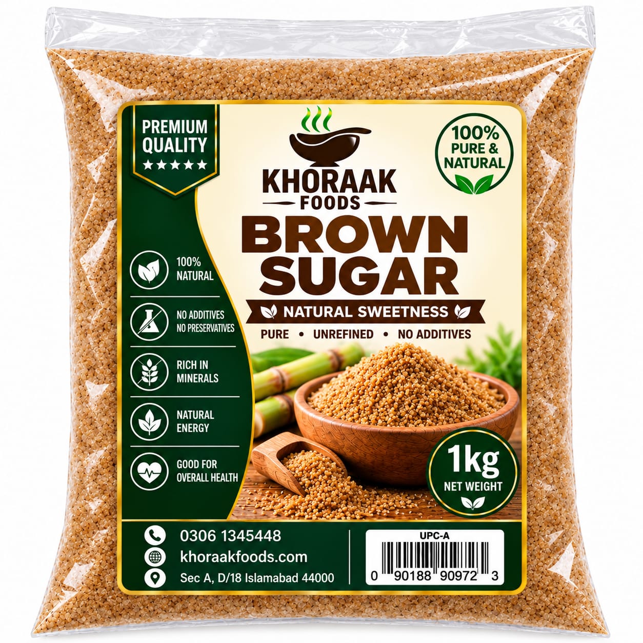 Khoraak Foods Brown Sugar/Shakar Bulk 1kg