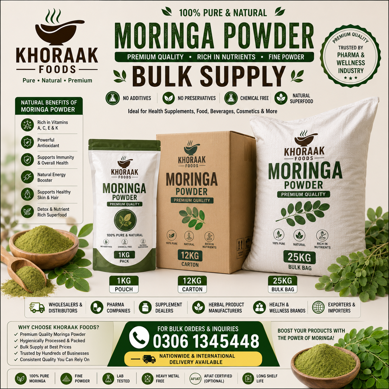 moringa powder 25kg bag wholesale pakistan