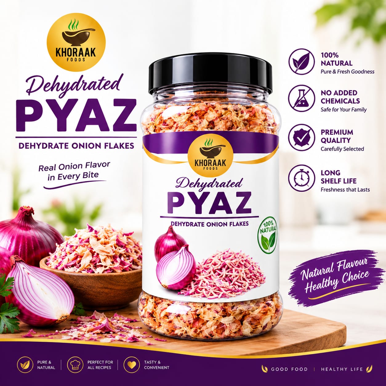 Khoraak Foods Dried Onion Flakes – Premium Dehydrated Onion