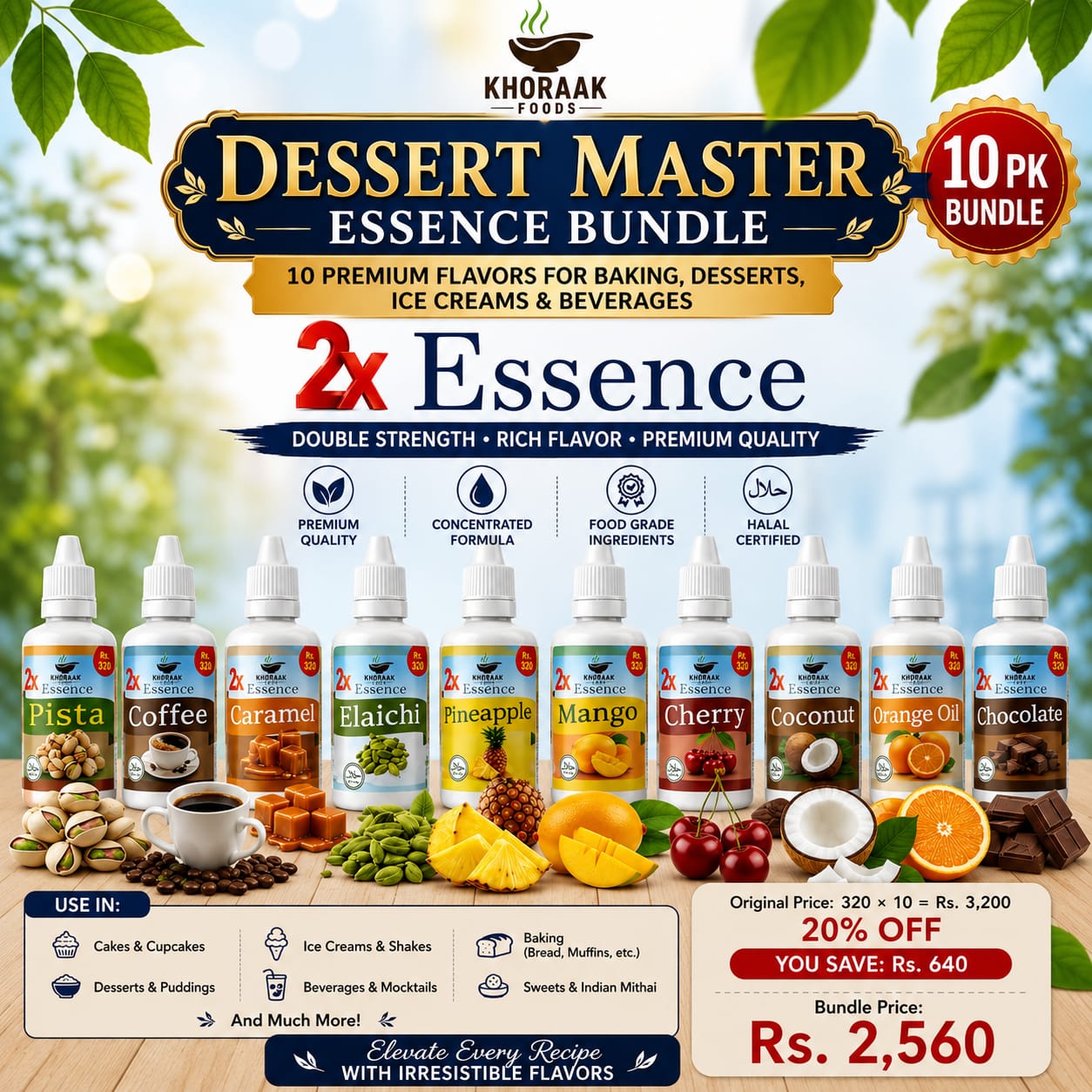 Assorted Essence Pack – 10 Flavors | Premium Food Essences Bundle Pakistan