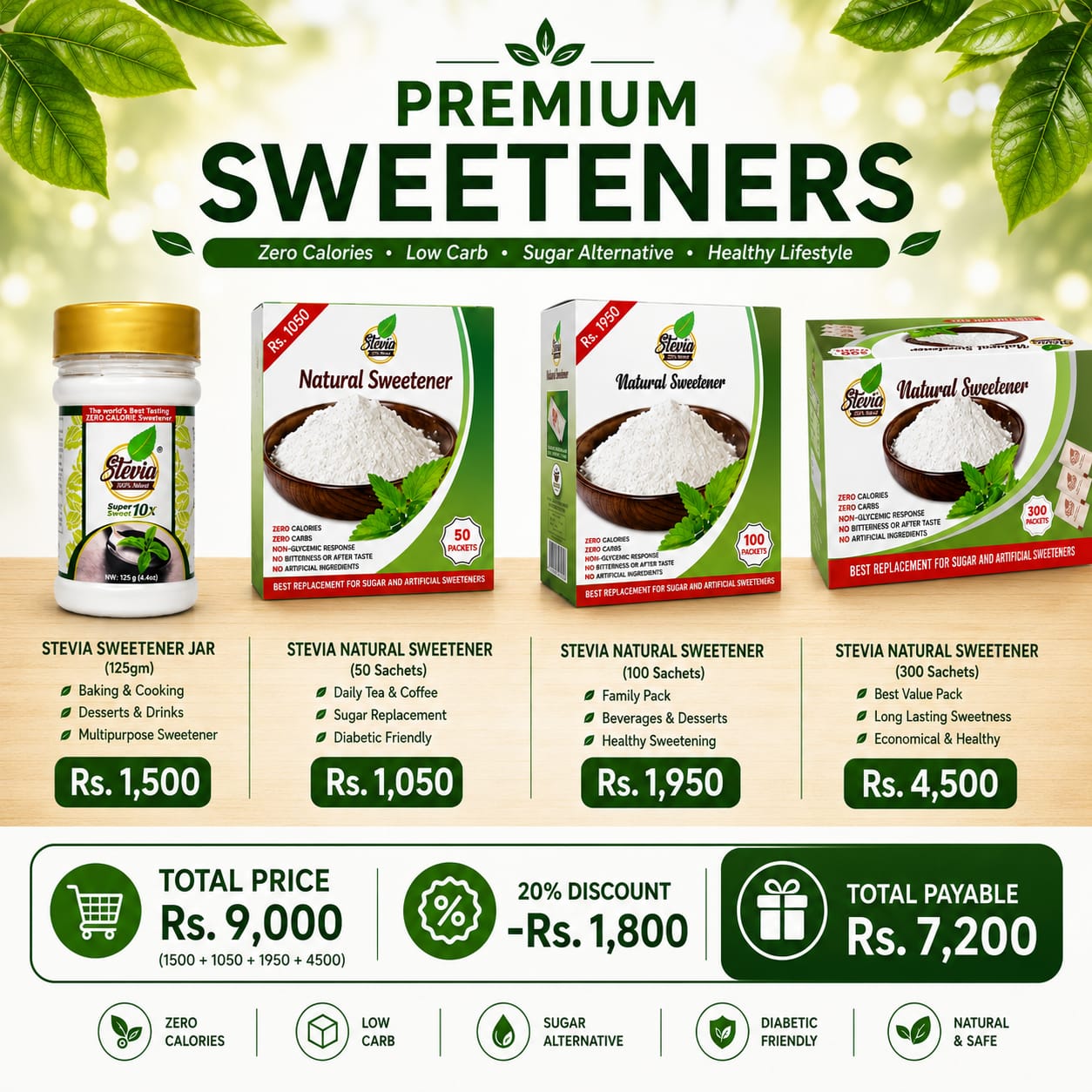 STEVIA Sugar-Free Sweetener Bundle