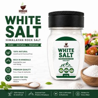Khoraak Foods White Table Salt 100g Premium Himalayan Fine Mesh Salt with Free Dispenser Worth Rs.150