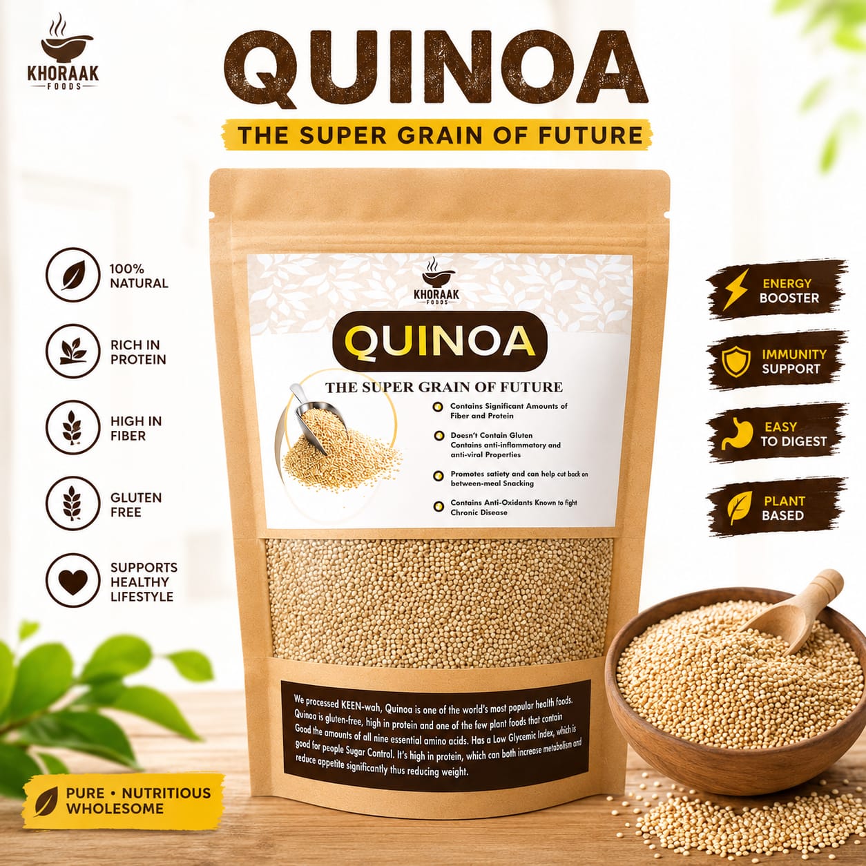 Khoraak Foods Quinoa Premium High Protein High Fibre Naturally Gluten-Free Super Grain