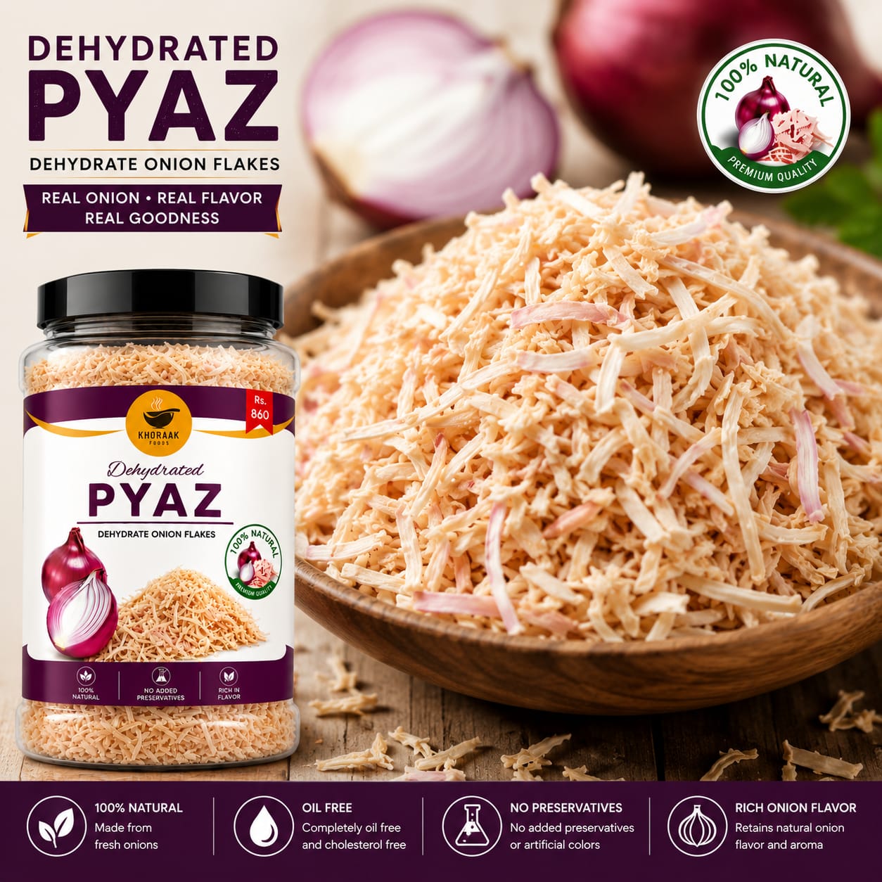 Khoraak Foods Crispy onion Flakes Premium