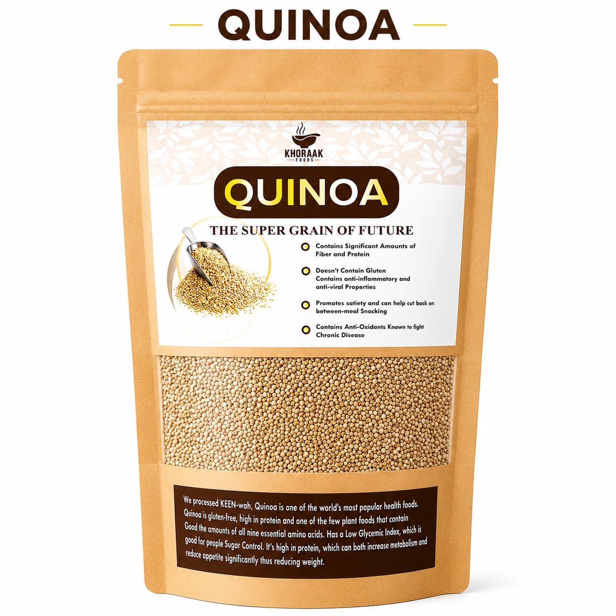 Khoraak Foods Quinoa Premium High Protein High Fibre Naturally Gluten-Free Super Grain